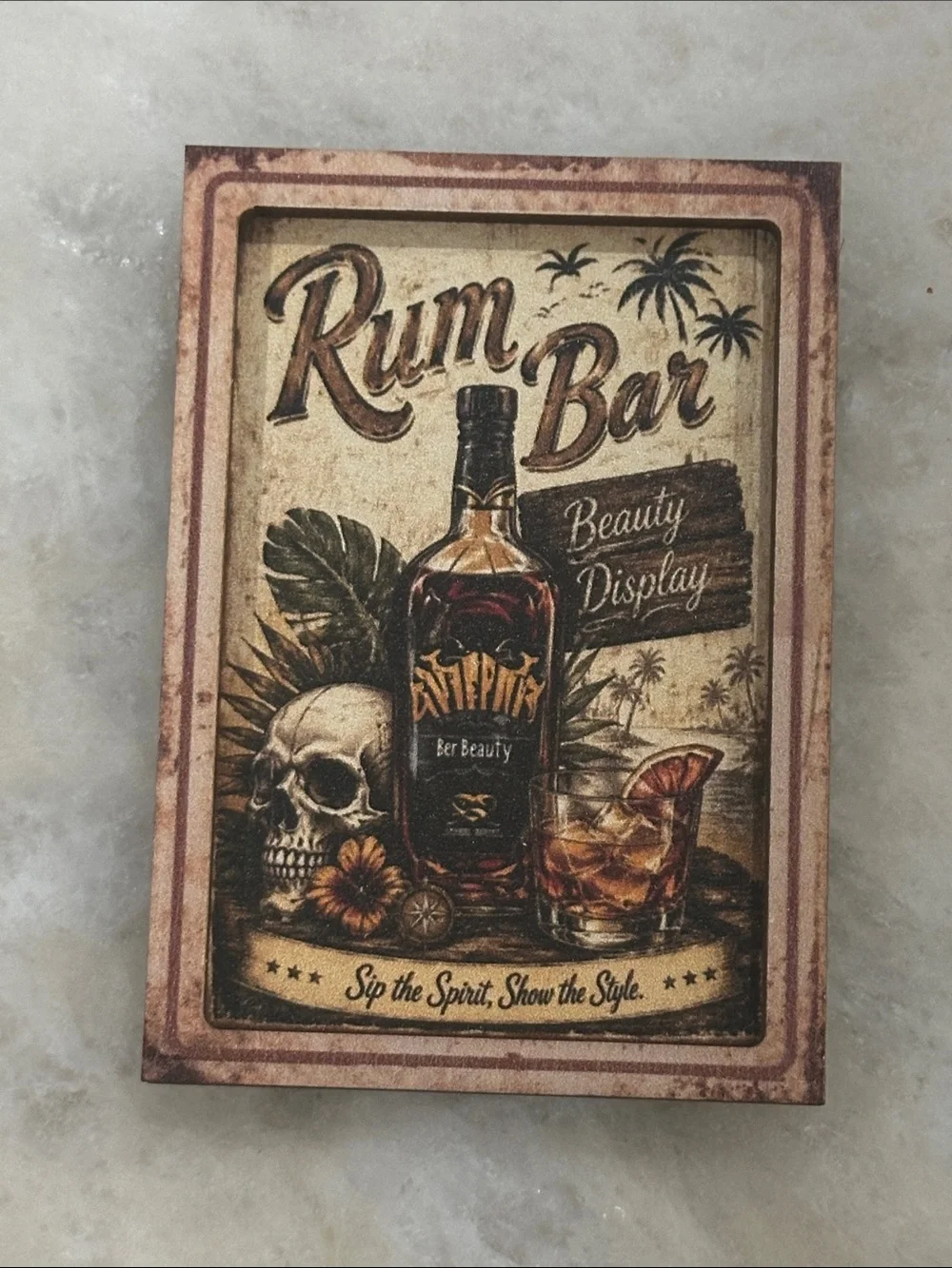 Vintage Rum Bar magnet Print in Brown